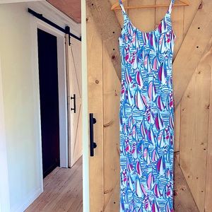 LILLY PULITZER || Blue and Pink Boat Maxi Dress Built in Bra SOLD